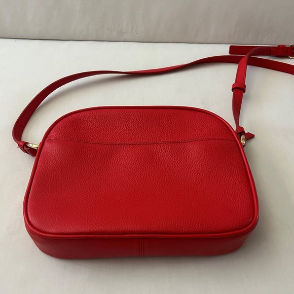 Nordstrom Red Pebble Leather Crossbody Small Dianne Goldtone Hardware - Picture 15 of 16